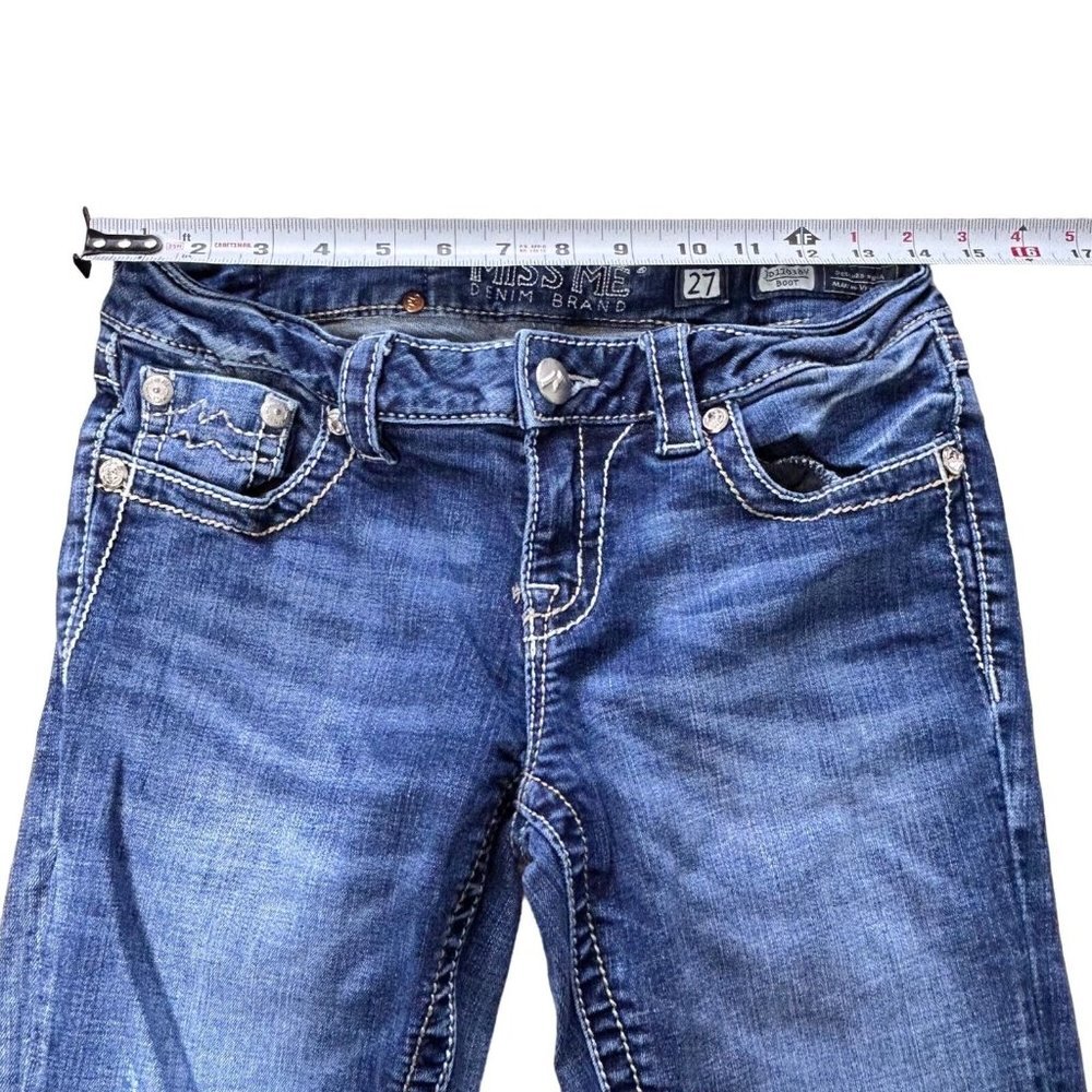 Miss Me Womens Signature Boot Cut Jeans Size 27 Embellished Pocket Mid Rise Blue - Picture 7 of 12